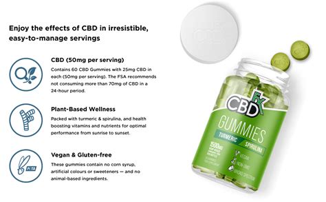 Cbdfx 1500mg Cbd High Strength Vegan Turmeric And Spirulina Gummies 25mg Turmeric 10mg