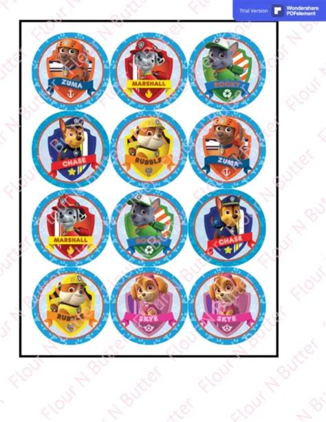 Pre Cut Paw Patrol Cupcake Topper Edible Image Eur Picclick Fr