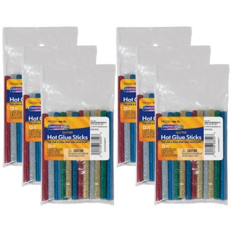 Creativity Street Hot Glue Sticks 6 Assorted Glitter Colors 4 X 0 31 12 Pk 6 Packs 72 Hot