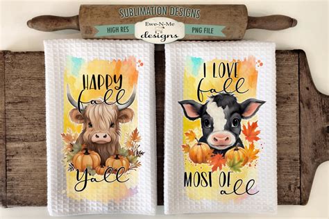 Highland Cow Kitchen Towel Sublimation Design Kitchen Towel Etsy