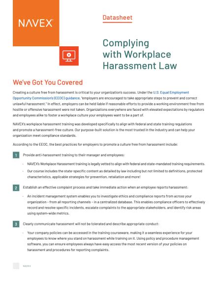 Complying With Workplace Harassment Law Navex