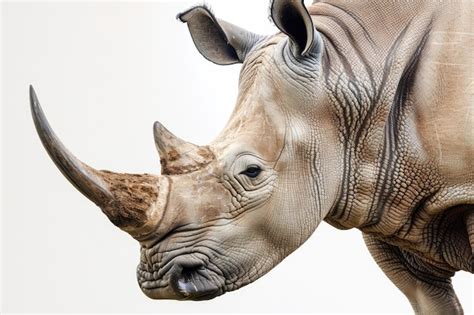 Large White Rhino Profile Big Horn Extracted Premium AI Generated Image