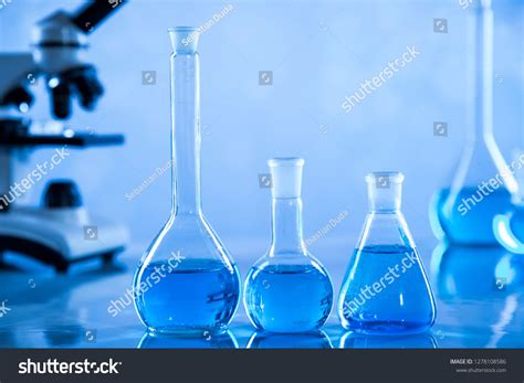 Laboratory beakers,Science experiment, blue background #Ad , #AFFILIATE, #Science#beakers# ...