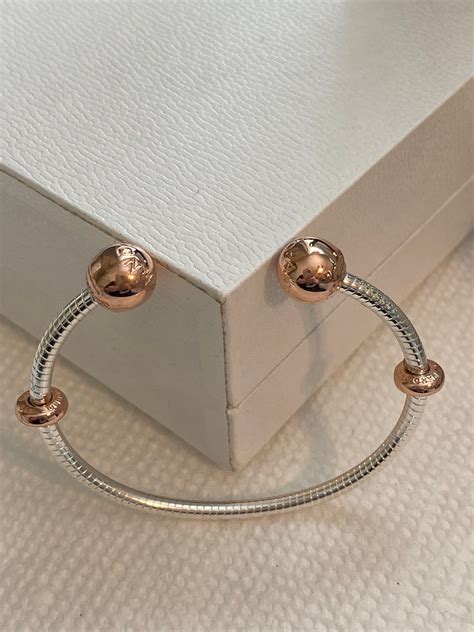 Pandora Bracelet Rose Gold Sterling Silver Open Bangle Bracelet