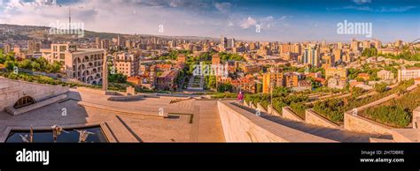 Panoramic View From The Stairs Of Cascade Monument To The Colorful