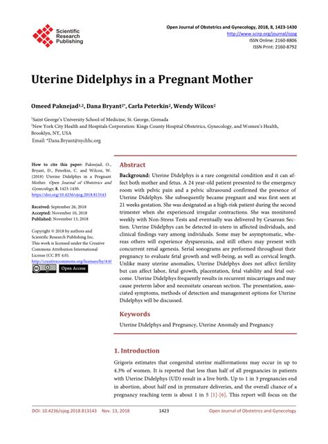 Pdf Uterine Didelphys In A Pregnant Mother