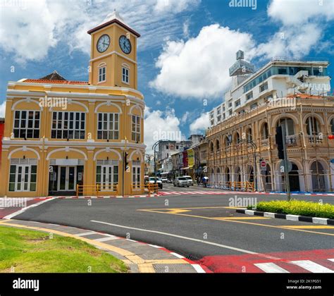 Phuket Town Clock Tower in Phuket Old Town, Thailand. A landmark of ...