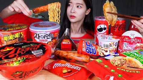 빨간맛 🔥 편의점 빨간색 음식 먹방 Asmr Mukbang Convenience Store Food ️ Red Cvs