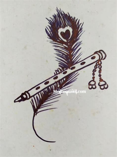 Flute & Peacock Feather Pen Drawing – Meghnaunni.com