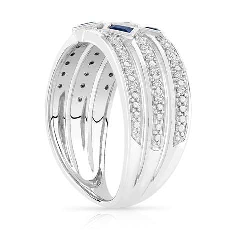 Bague Or 375 Blanc Saphir Et Diamant Femme Bague MATY