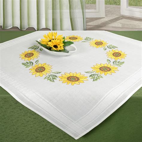 Tischdeckenshop24 Kit de Broderie Tournesol kit Complet avec Nappe pré