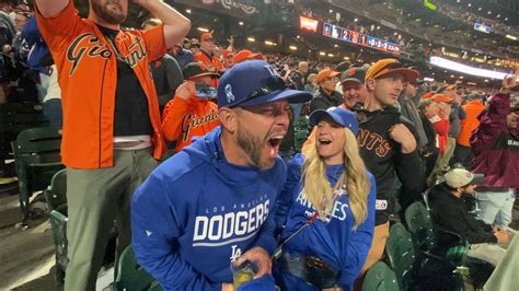 Dodgers Fans Celebrate Series Clinching Win At Oracle Park