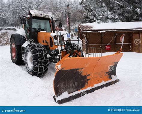 Snow plow truck stock photo. Image of storm, truck, cold - 315373688