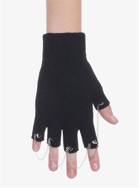 Hot Topic Stud Chain Fingerless Gloves Hamilton Place