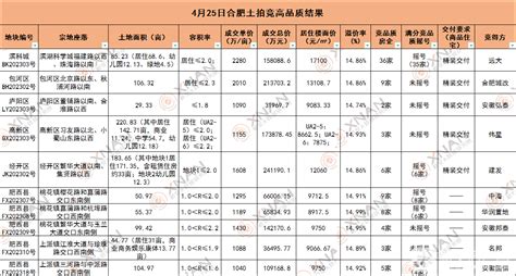 远大、中海等拿地！合肥4月25日土拍竞品质结果出炉！ 新安房产网