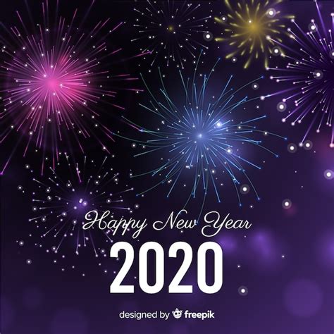 Free Vector | Fireworks happy new year 2020