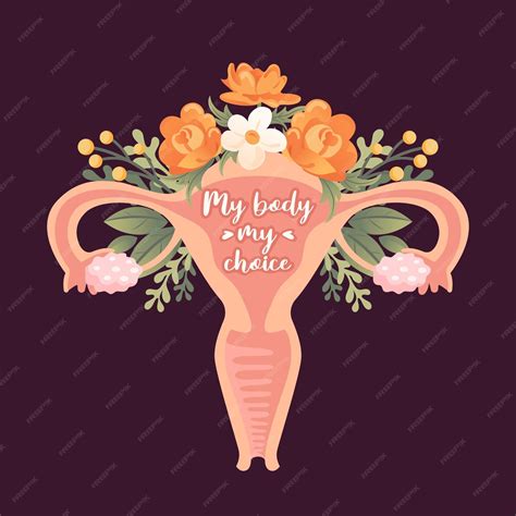 Premium Vector My Body My Choice Uterus And Flowers Women Health