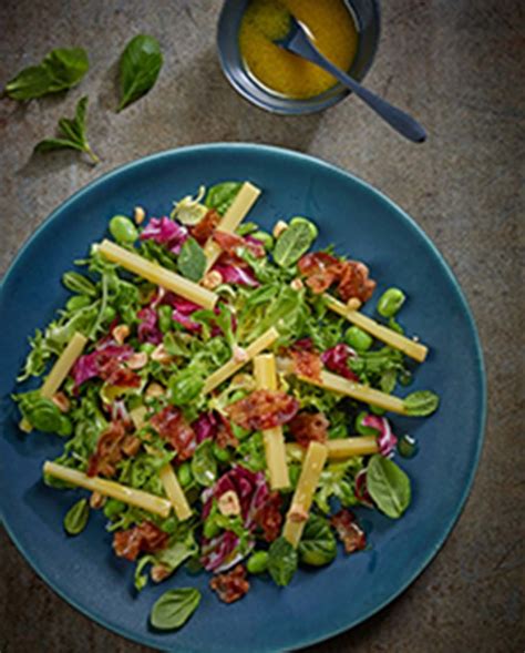 Comté Broad Bean Pancetta And Hazelnut Salad Comté Cheese Official Uk Site