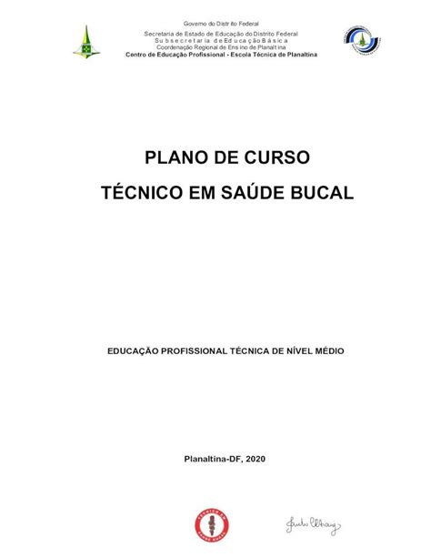 PDF Plano de Curso Técnico em Saúde Bucal 04 09 2020 2020 11 25