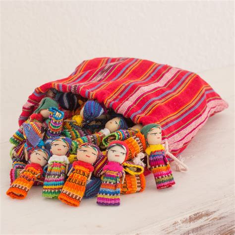 Set Of 100 Handmade Cotton The Worry Doll Clan Figurines Guatemala