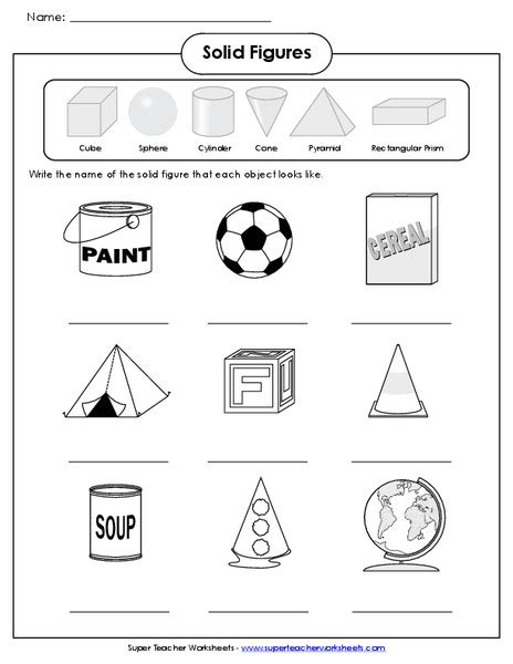 Solid Figures Worksheet For Kindergarten 5th Grade Lesson Planet