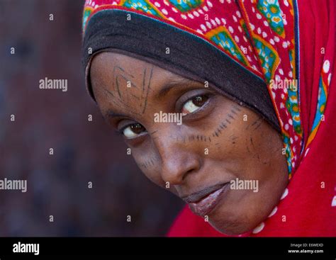 Afar Tribe Woman With Scarifications On Her Face Assaita Afar