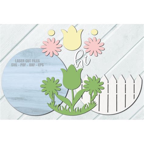 Spring Door Hanger Svg Laser Cut Files Tulip Svg Daisy Inspire