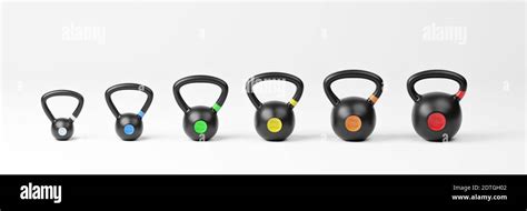 Kettlebells with different sizes.3d illustration Stock Photo - Alamy