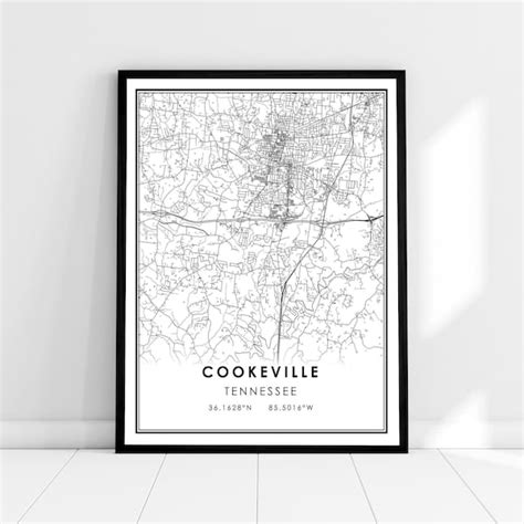 Road Map of Cookeville Tennessee - Etsy