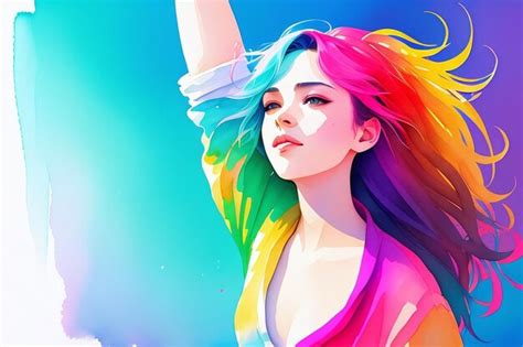 Premium AI Image Watercolor Portrait Of A Lesbian Girl Proudly Declaring Her Identity