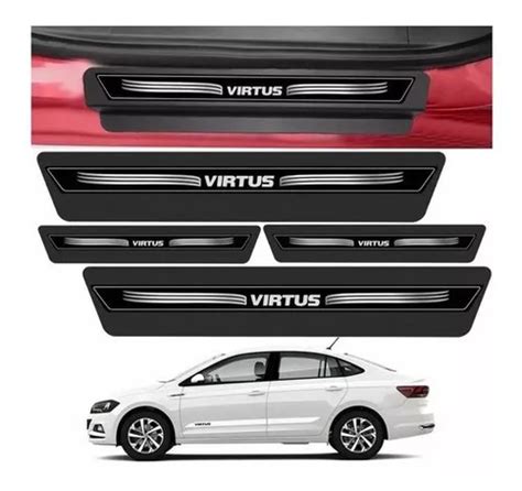 Kit Adesivo Soleira Premium Porta Vw Virtus Preto