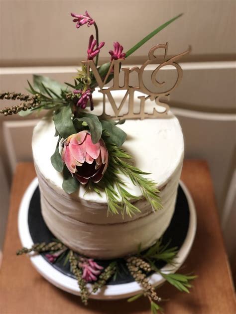 Semi Naked Native Flowers Wedding Cake Wedding Cake Protea Birthday Cake With Flowers