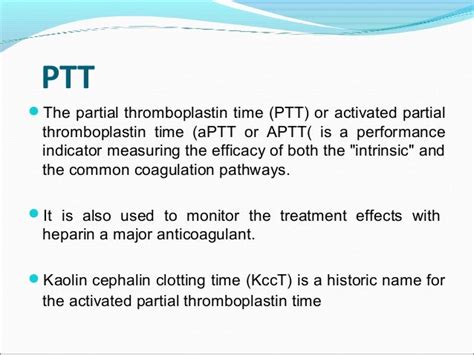 Bleeding Timeclotting Time Pt And Ptt