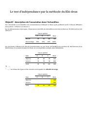 Le test du Khi deux 2021 1 docx Le test d indépendance par la