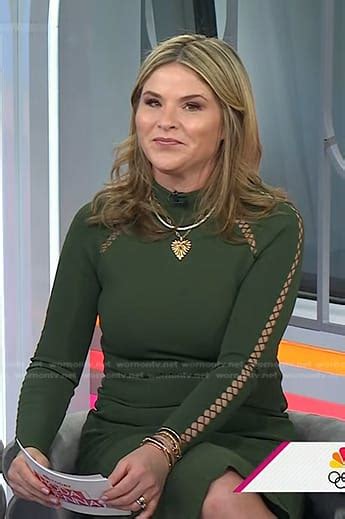 Wornontv Jennas Green Cutout Long Sleeve Dress On Today Jenna Bush