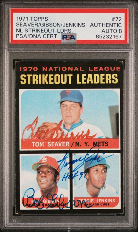 Topps Seaver Gibson Jenkins On Card Autograph Psa Dna