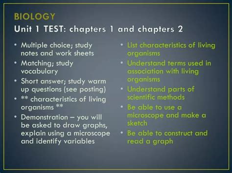 Ppt Biology Unit 1 Test Chapters 1 And Chapters 2 Powerpoint Presentation Id 6831006