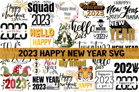 Happy New Year Svg Bundle Bundle Creative Fabrica