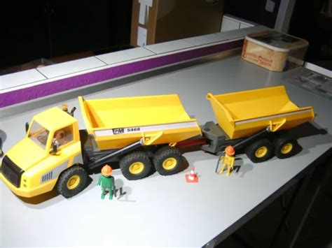 El Lot Playmobil Camion Semi Remorque Volvo Benne Tomberau Travaux