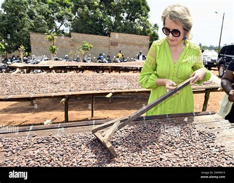 Queen Mathilde Of Belgium Receives A Guided Tour At A Visit Of ECAM