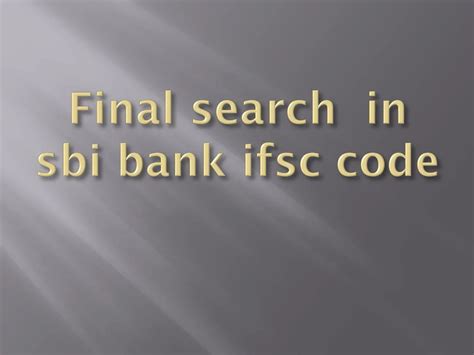 PPT - how to search ifsc code for all banks PowerPoint Presentation ... 
