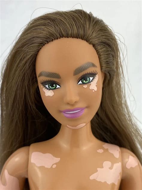 Mattel Barbie Fashionista 171 Nude Doll Vitiligo Curvy Body Summer Face Ooak Ebay