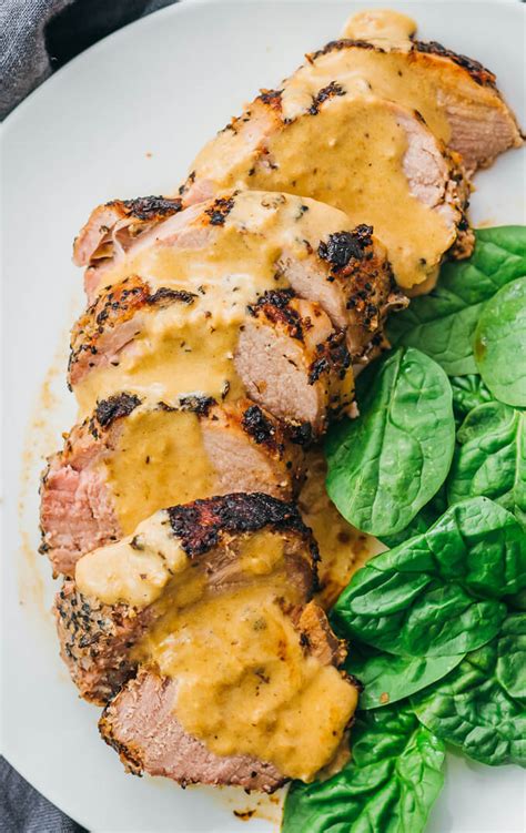 Roasted Pork Tenderloin With Creamy Mustard Sauce Keto Savory Tooth