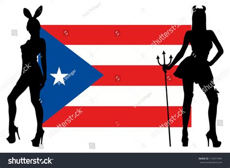 Puerto Rico Flag Silhouettes Women Sexy Stock Vector 113471044 Shutterstock