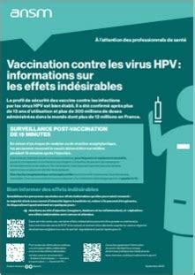 Cespharm Vaccination HPV informations effets indésirables brochure