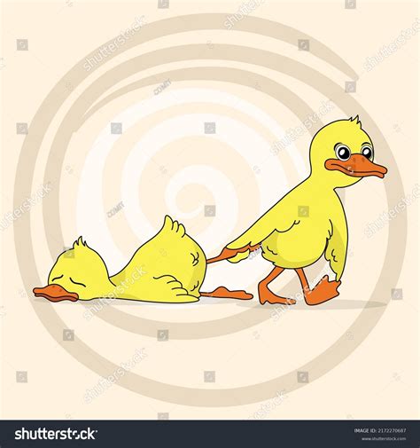 A Cartoon Illustration of a Drunk Duck Pulled by - Royalty Free Stock ...