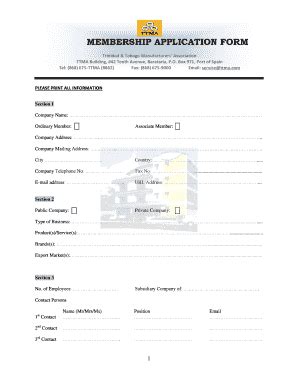 Fillable Online Ttma Membership Application Bformb Fax Email Print