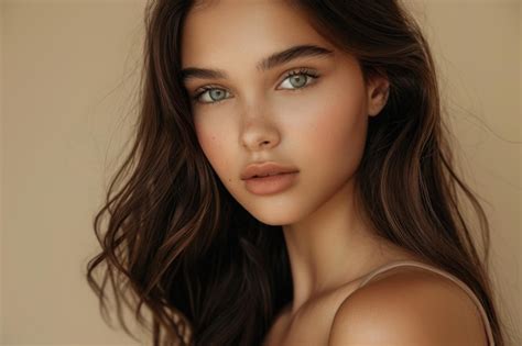 Premium Photo Youthful Beauty Makeup And Skincare Concept With Attractive Brunette Model