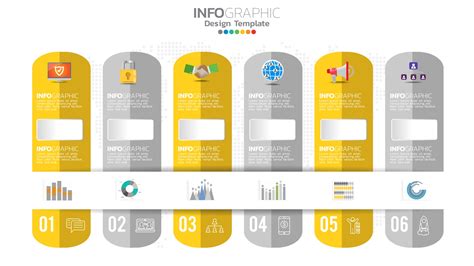 Infograph Step Yellow Color Element With Circle Graphic Chart Diagram