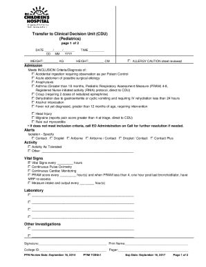 Fillable Online Policyandorders Cw Bc Using Clinical Decision Units To